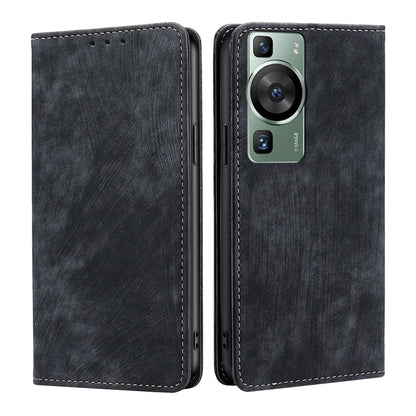 RFID Anti-theft Brush Magnetic Leather Phone Case, For Huawei P60 / P60 Pro, For Huawei Enjoy 60, For Rakuten Big S, For Rakuten Hand 4G