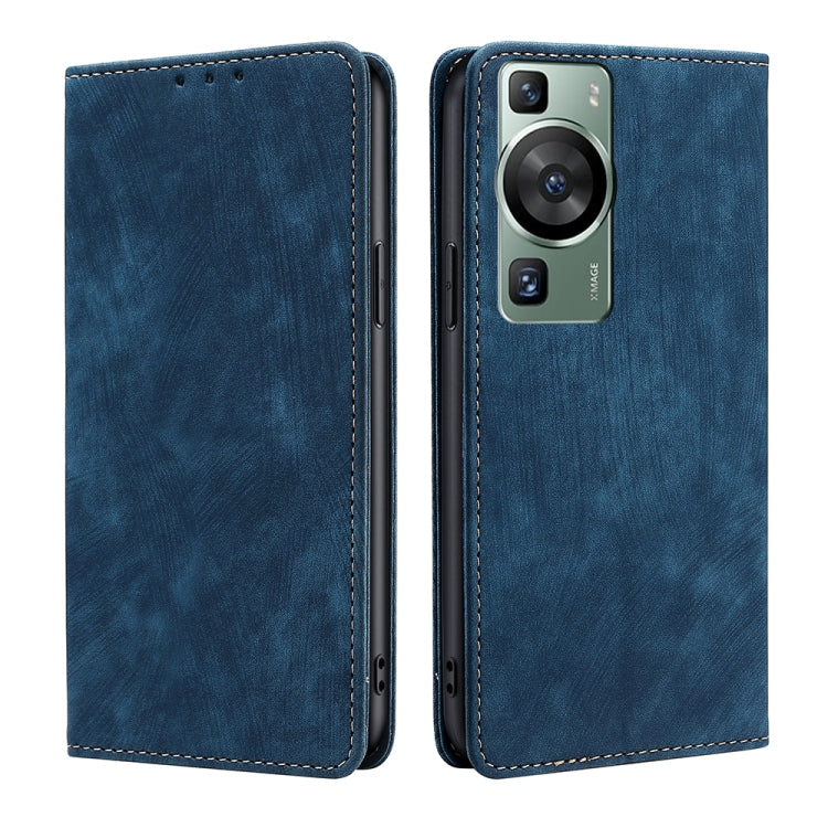RFID Anti-theft Brush Magnetic Leather Phone Case, For Huawei P60 / P60 Pro, For Huawei Enjoy 60, For Rakuten Big S, For Rakuten Hand 4G