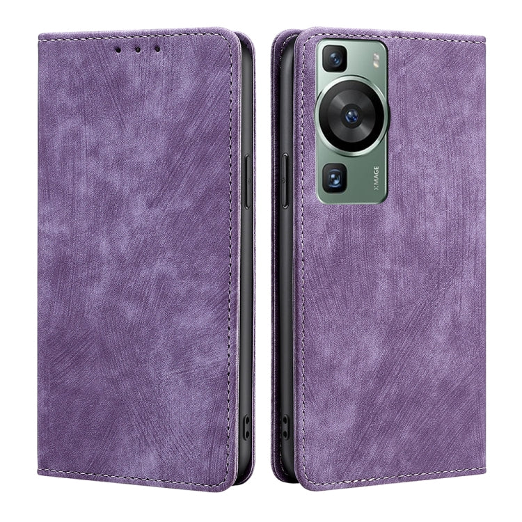RFID Anti-theft Brush Magnetic Leather Phone Case, For Huawei P60 / P60 Pro, For Huawei Enjoy 60, For Rakuten Big S, For Rakuten Hand 4G