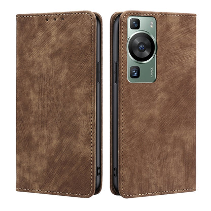 RFID Anti-theft Brush Magnetic Leather Phone Case, For Huawei P60 / P60 Pro, For Huawei Enjoy 60, For Rakuten Big S, For Rakuten Hand 4G