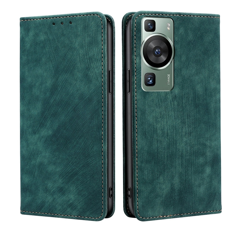 RFID Anti-theft Brush Magnetic Leather Phone Case, For Huawei P60 / P60 Pro, For Huawei Enjoy 60, For Rakuten Big S, For Rakuten Hand 4G