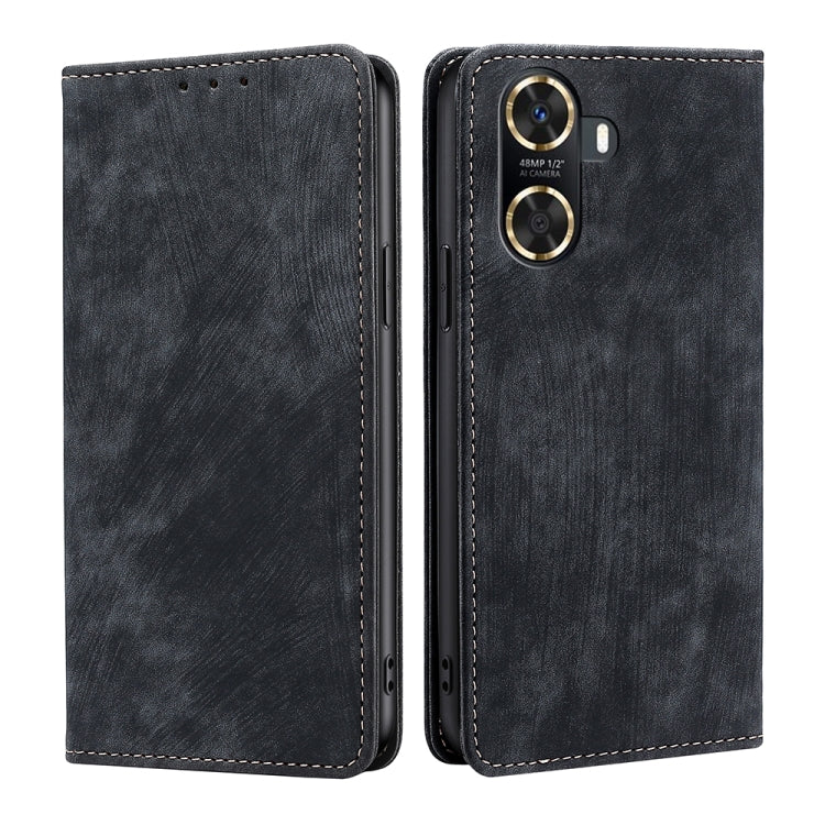RFID Anti-theft Brush Magnetic Leather Phone Case, For Huawei P60 / P60 Pro, For Huawei Enjoy 60, For Rakuten Big S, For Rakuten Hand 4G