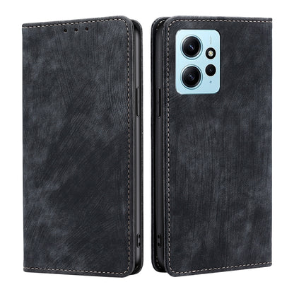 RFID Anti-theft Brush Magnetic Leather Phone Case, For Xiaomi Redmi Note 12 4G Global