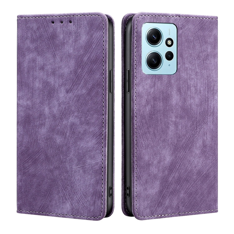 RFID Anti-theft Brush Magnetic Leather Phone Case, For Xiaomi Redmi Note 12 4G Global