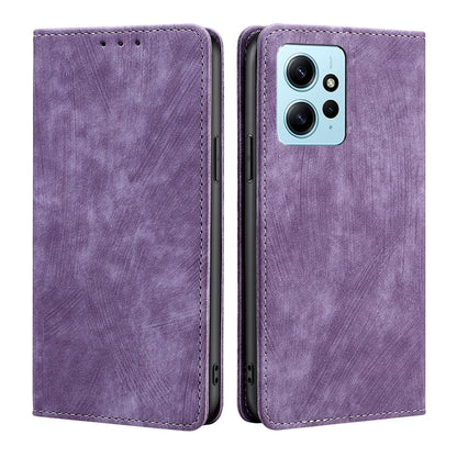 RFID Anti-theft Brush Magnetic Leather Phone Case, For Xiaomi Redmi Note 12 4G Global