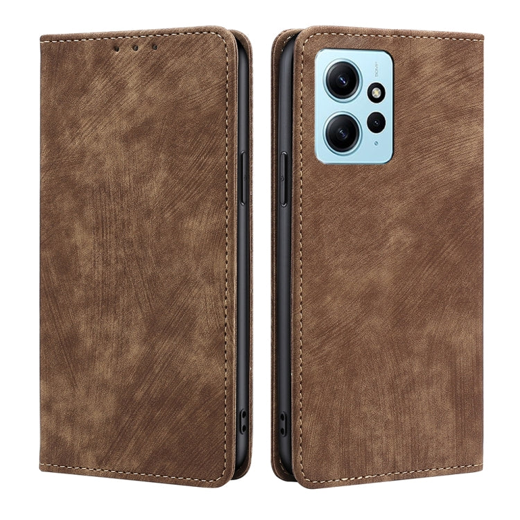 RFID Anti-theft Brush Magnetic Leather Phone Case, For Xiaomi Redmi Note 12 4G Global
