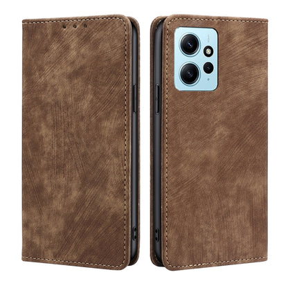 RFID Anti-theft Brush Magnetic Leather Phone Case, For Xiaomi Redmi Note 12 4G Global