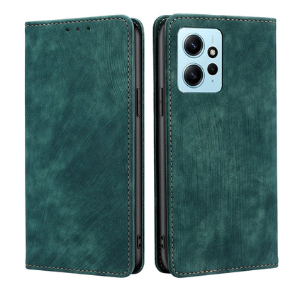 RFID Anti-theft Brush Magnetic Leather Phone Case, For Xiaomi Redmi Note 12 4G Global