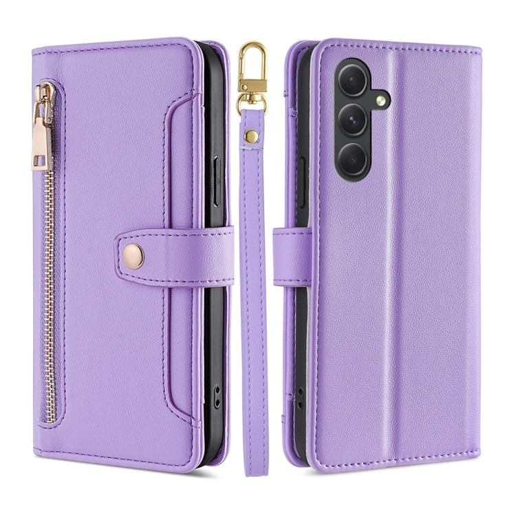 Sheep Texture Cross-body Zipper Wallet Leather Phone Case, For Samsung Galaxy A04e 4G, For Samsung Galaxy A54 5G, For Samsung Galaxy M14 5G