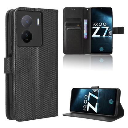 Diamond Texture Leather Phone Case, For Tecno Spark 10 5G, For Tecno Spark 10 Pro / K17, For Tecno Spark 10C, For vivo iQOO Z7x