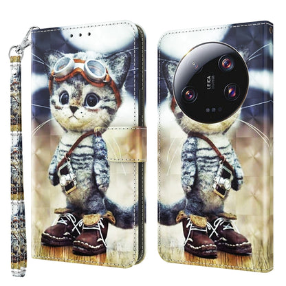 3D Painted Pattern Leather Phone Case, For Xiaomi 13T Pro, For Xiaomi 13 Ultra