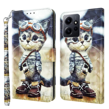 3D Painted Pattern Leather Phone Case, For Xiaomi Redmi Note  12 Pro+ 5G Global, For Xiaomi 12 Pro