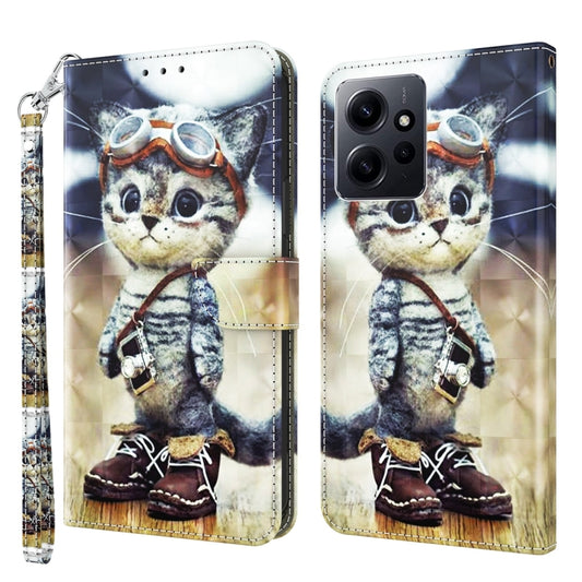 3D Painted Pattern Leather Phone Case, For Xiaomi Redmi Note  12 Pro+ 5G Global, For Xiaomi 12 Pro