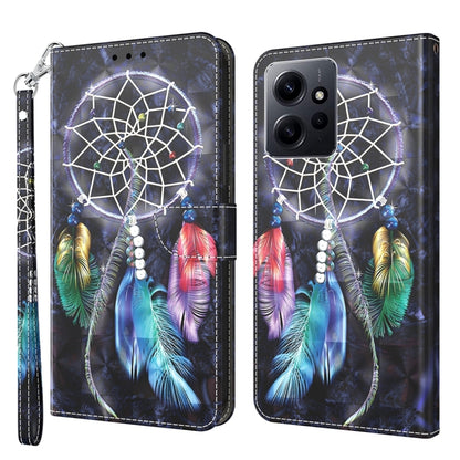 3D Painted Pattern Leather Phone Case, For Xiaomi Redmi Note  12 Pro+ 5G Global, For Xiaomi 12 Pro