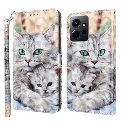 3D Painted Pattern Leather Phone Case, For Xiaomi Redmi Note  12 Pro+ 5G Global, For Xiaomi 12 Pro