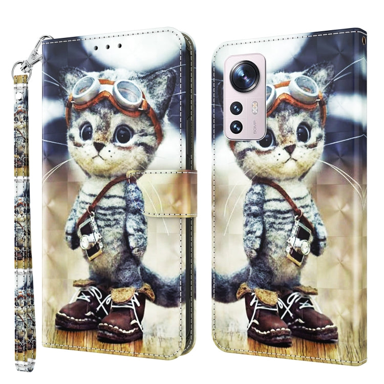 3D Painted Pattern Leather Phone Case, For Xiaomi 12, For Xiaomi Redmi Note 10 Pro