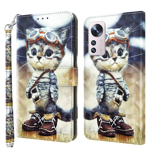 3D Painted Pattern Leather Phone Case, For Xiaomi 12, For Xiaomi Redmi Note 10 Pro