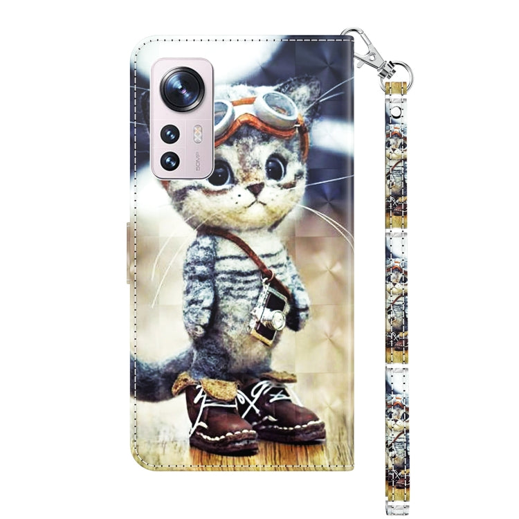 3D Painted Pattern Leather Phone Case, For Xiaomi 12, For Xiaomi Redmi Note 10 Pro