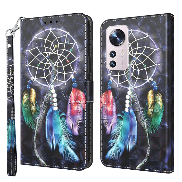 3D Painted Pattern Leather Phone Case, For Xiaomi Redmi Note  12 Pro+ 5G Global, For Xiaomi 12 Pro