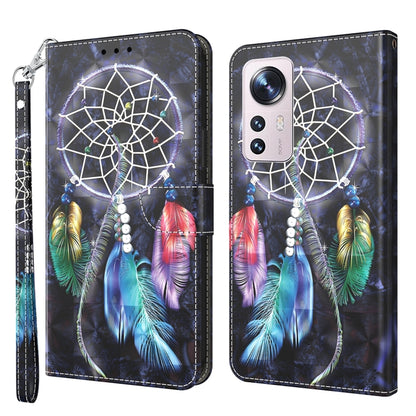 3D Painted Pattern Leather Phone Case, For Xiaomi Redmi Note  12 Pro+ 5G Global, For Xiaomi 12 Pro