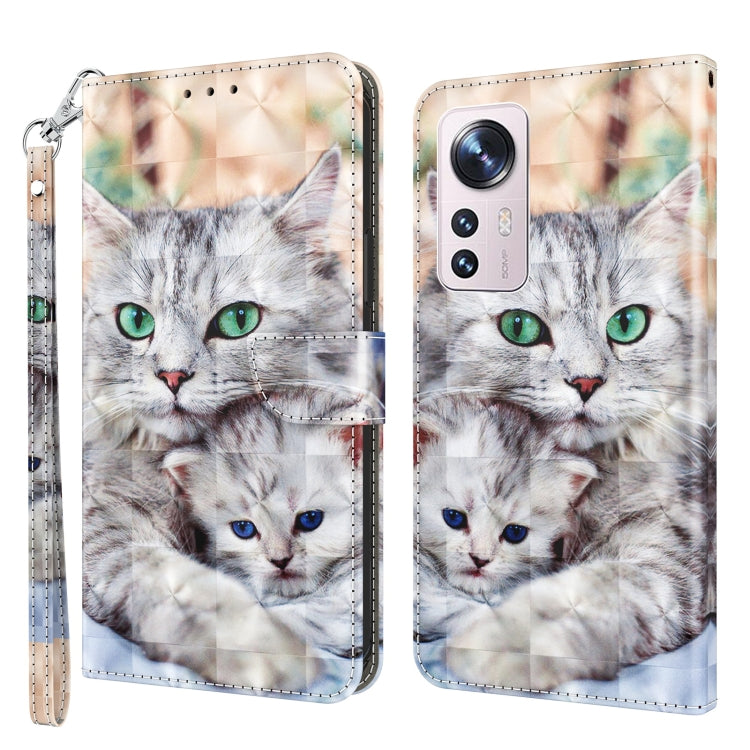 3D Painted Pattern Leather Phone Case, For Xiaomi Redmi Note  12 Pro+ 5G Global, For Xiaomi 12 Pro