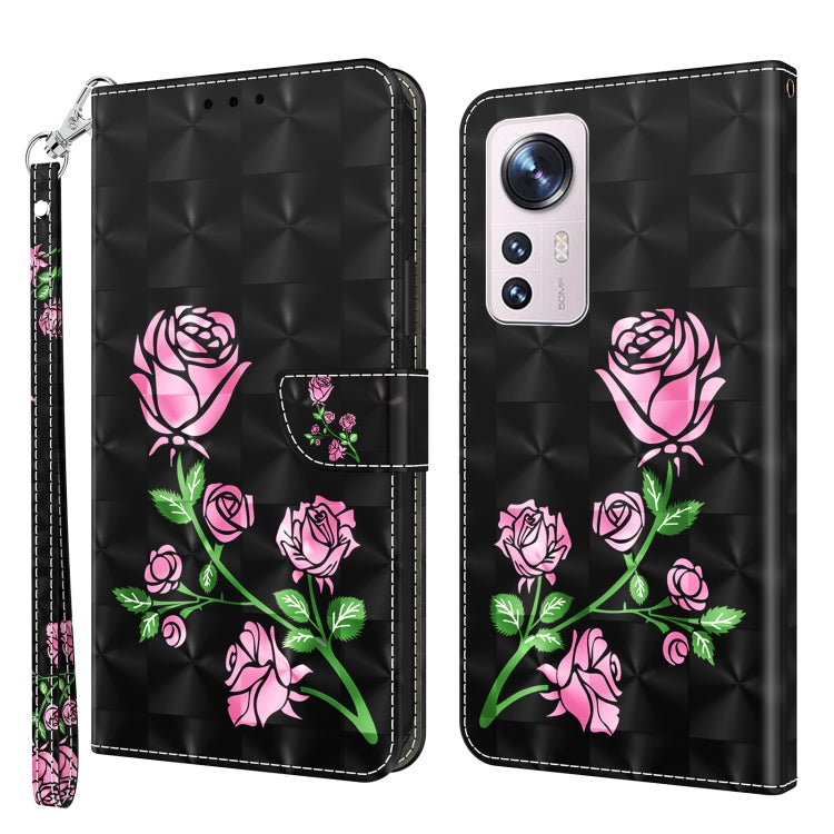 3D Painted Pattern Leather Phone Case, For Xiaomi Redmi Note  12 Pro+ 5G Global, For Xiaomi 12 Pro