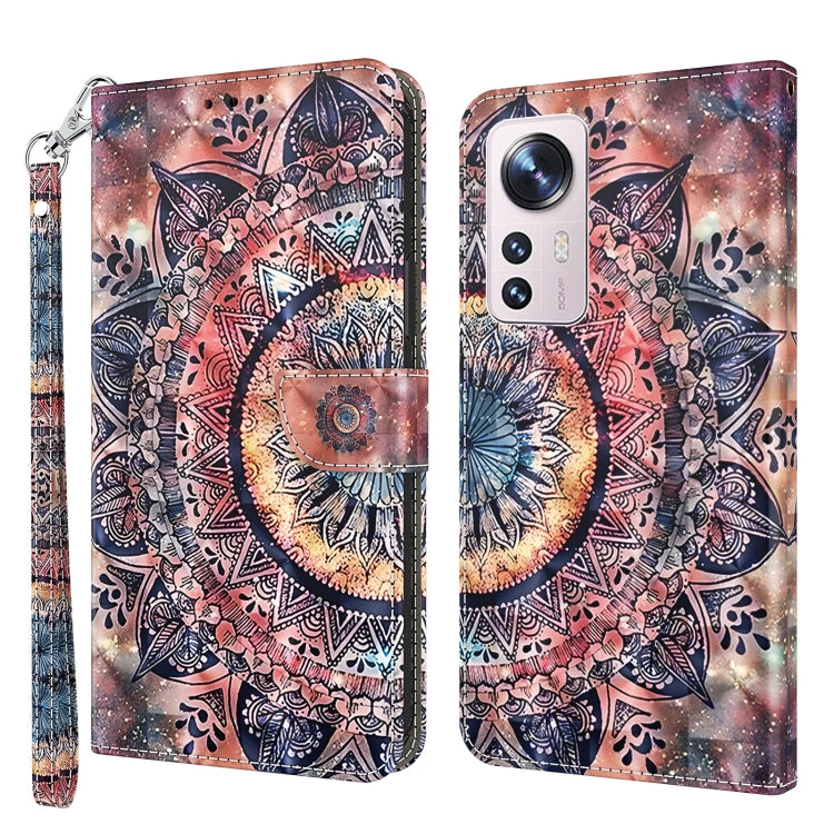3D Painted Pattern Leather Phone Case, For Xiaomi Redmi Note  12 Pro+ 5G Global, For Xiaomi 12 Pro