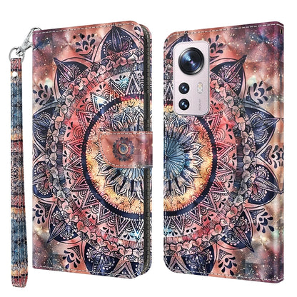 3D Painted Pattern Leather Phone Case, For Xiaomi Redmi Note  12 Pro+ 5G Global, For Xiaomi 12 Pro