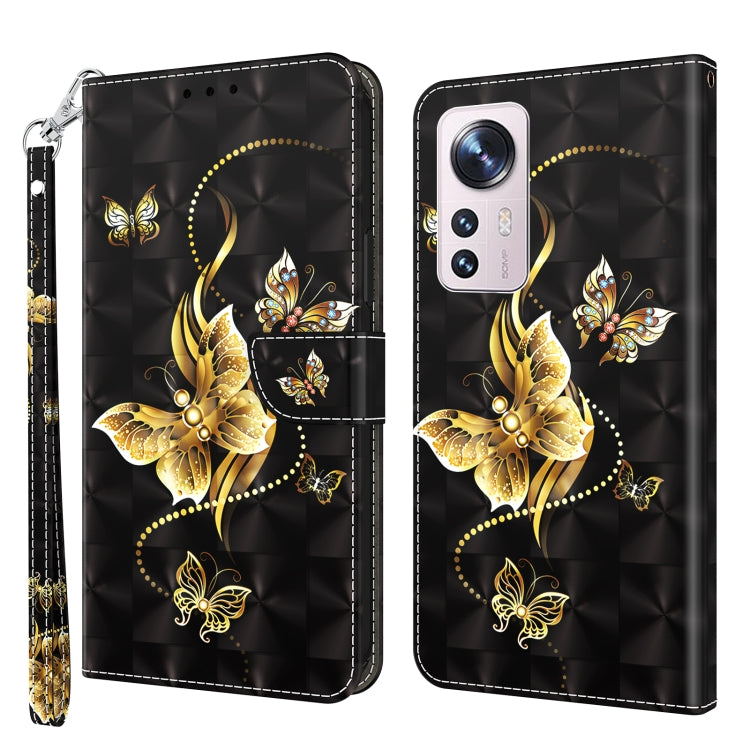 3D Painted Pattern Leather Phone Case, For Xiaomi Redmi Note  12 Pro+ 5G Global, For Xiaomi 12 Pro
