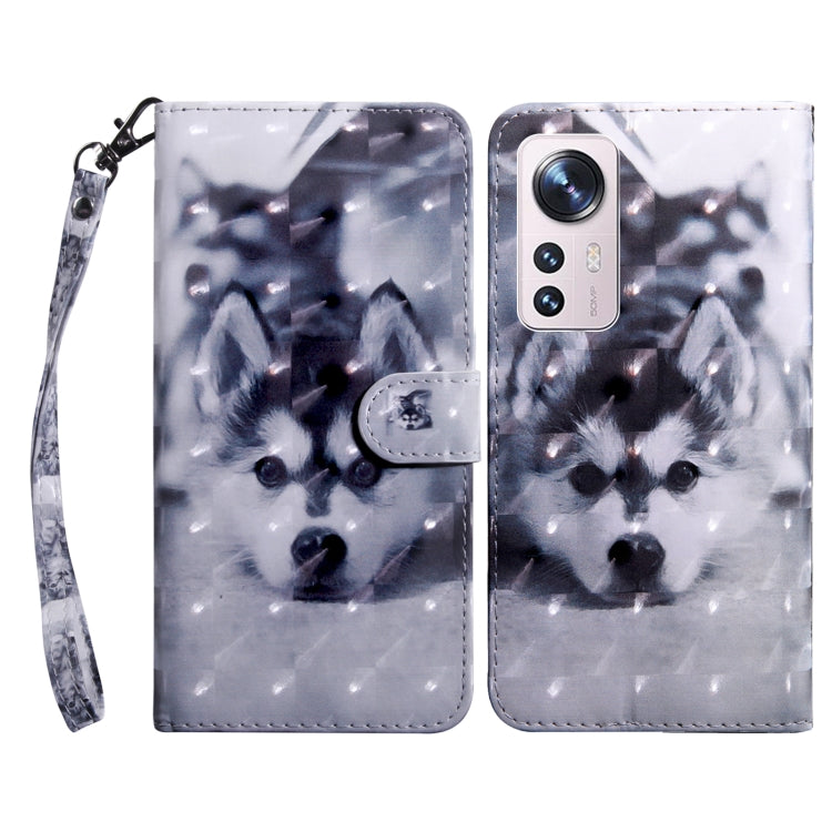 3D Painted Pattern Leather Phone Case, For Xiaomi Redmi Note  12 Pro+ 5G Global, For Xiaomi 12 Pro