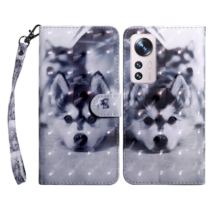 3D Painted Pattern Leather Phone Case, For Xiaomi Redmi Note  12 Pro+ 5G Global, For Xiaomi 12 Pro