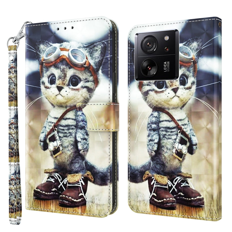 3D Painted Pattern Leather Phone Case, For Xiaomi 13T Pro, For Xiaomi 13 Ultra