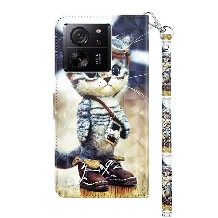 3D Painted Pattern Leather Phone Case, For Xiaomi 13T Pro, For Xiaomi 13 Ultra