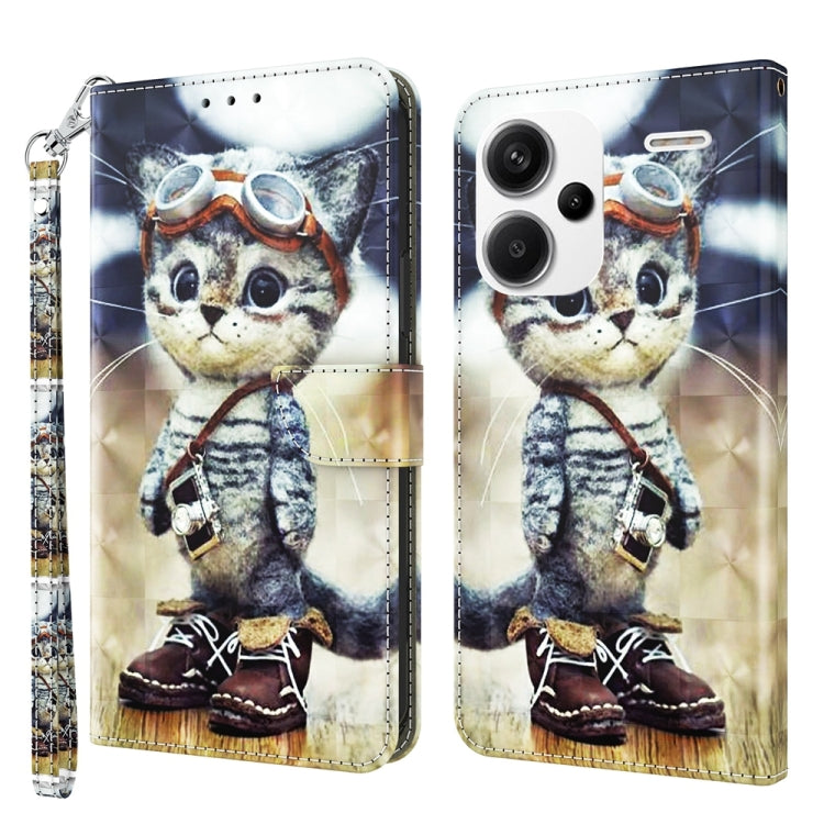3D Painted Pattern Leather Phone Case, For Xiaomi Redmi Note 13 Pro+, For Xiaomi Redmi Note 13 Pro 5G
