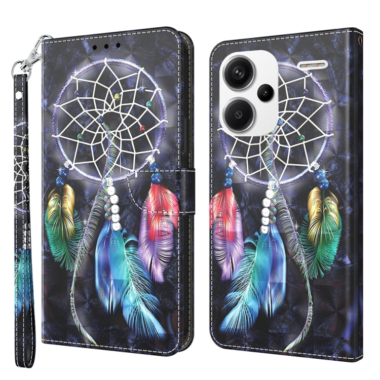 3D Painted Pattern Leather Phone Case, For Xiaomi Redmi Note 13 Pro+, For Xiaomi Redmi Note 13 Pro 5G