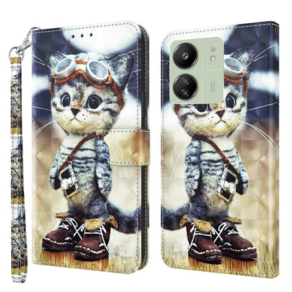 3D Painted Pattern Leather Phone Case, For Xiaomi Redmi Note 13 5G, For Xiaomi Redmi 13C