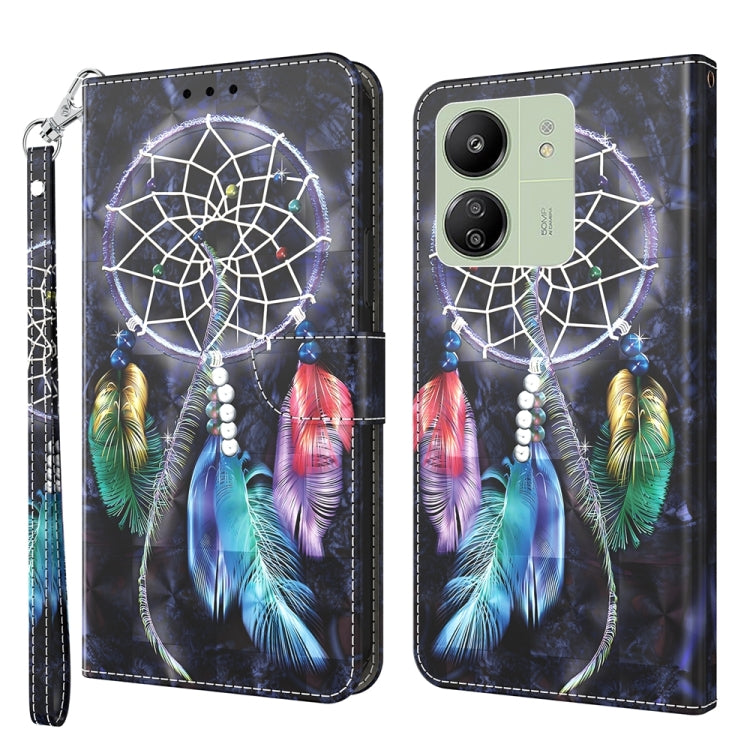 3D Painted Pattern Leather Phone Case, For Xiaomi Redmi Note 13 5G, For Xiaomi Redmi 13C