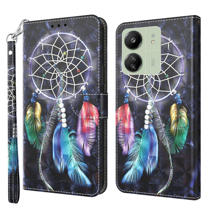 3D Painted Pattern Leather Phone Case, For Xiaomi Redmi Note 13 5G, For Xiaomi Redmi 13C