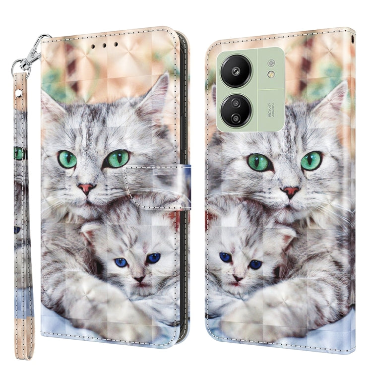 3D Painted Pattern Leather Phone Case, For Xiaomi Redmi Note 13 5G, For Xiaomi Redmi 13C