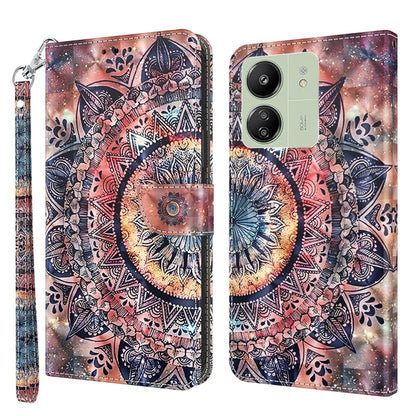 3D Painted Pattern Leather Phone Case, For Xiaomi Redmi Note 13 5G, For Xiaomi Redmi 13C