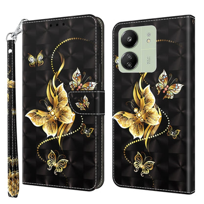 3D Painted Pattern Leather Phone Case, For Xiaomi Redmi Note 13 5G, For Xiaomi Redmi 13C