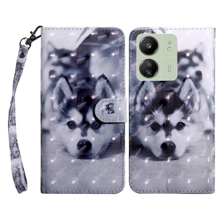 3D Painted Pattern Leather Phone Case, For Xiaomi Redmi Note 13 5G, For Xiaomi Redmi 13C