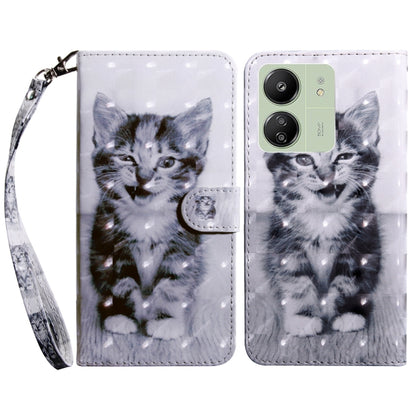 3D Painted Pattern Leather Phone Case, For Xiaomi Redmi Note 13 5G, For Xiaomi Redmi 13C
