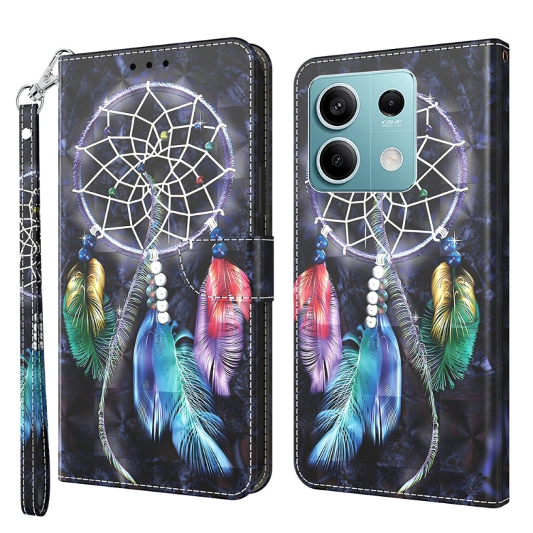 3D Painted Pattern Leather Phone Case, For Xiaomi Redmi Note 13 5G, For Xiaomi Redmi 13C