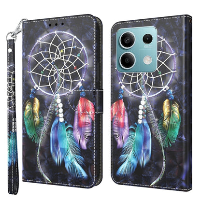 3D Painted Pattern Leather Phone Case, For Xiaomi Redmi Note 13 5G, For Xiaomi Redmi 13C