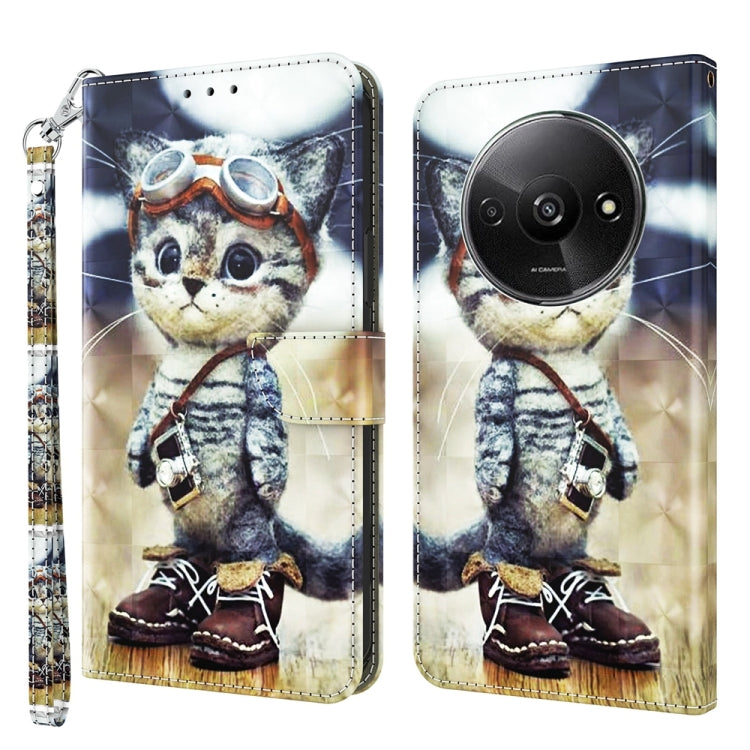 3D Painted Pattern Leather Phone Case, For Xiaomi Redmi A3, For Xiaomi Redmi Note 13 4G