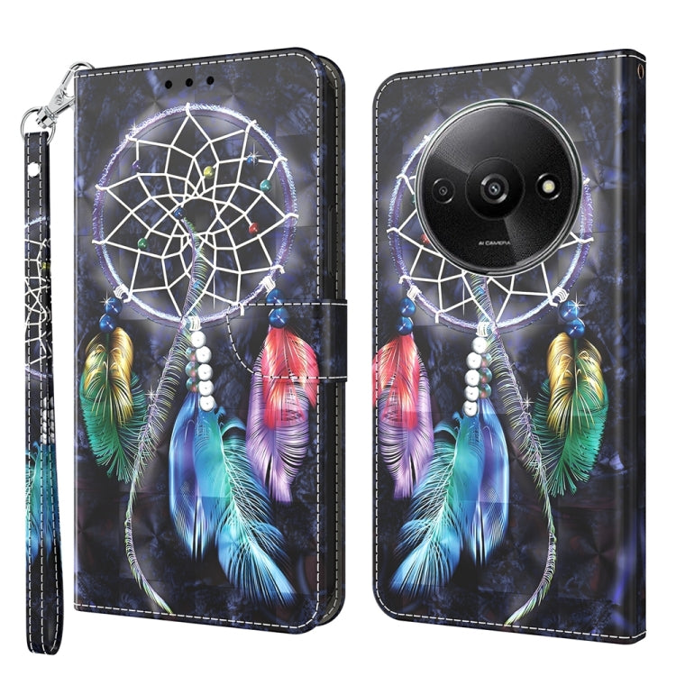 3D Painted Pattern Leather Phone Case, For Xiaomi Redmi A3, For Xiaomi Redmi Note 13 4G