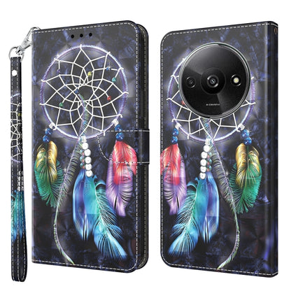3D Painted Pattern Leather Phone Case, For Xiaomi Redmi A3, For Xiaomi Redmi Note 13 4G