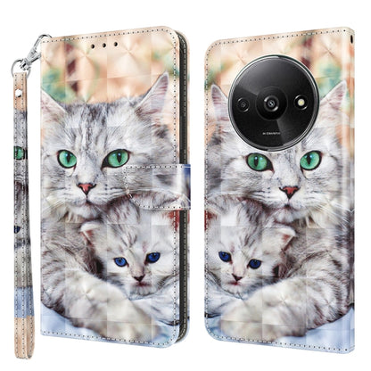 3D Painted Pattern Leather Phone Case, For Xiaomi Redmi A3, For Xiaomi Redmi Note 13 4G