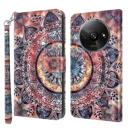 3D Painted Pattern Leather Phone Case, For Xiaomi Redmi A3, For Xiaomi Redmi Note 13 4G